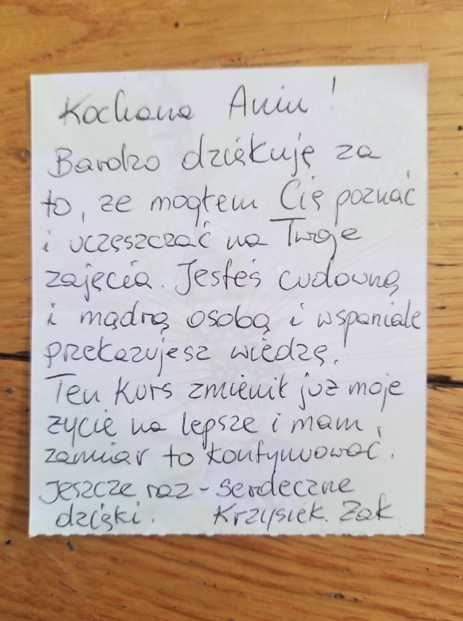 Własnoręczny wpis: Krzysztof