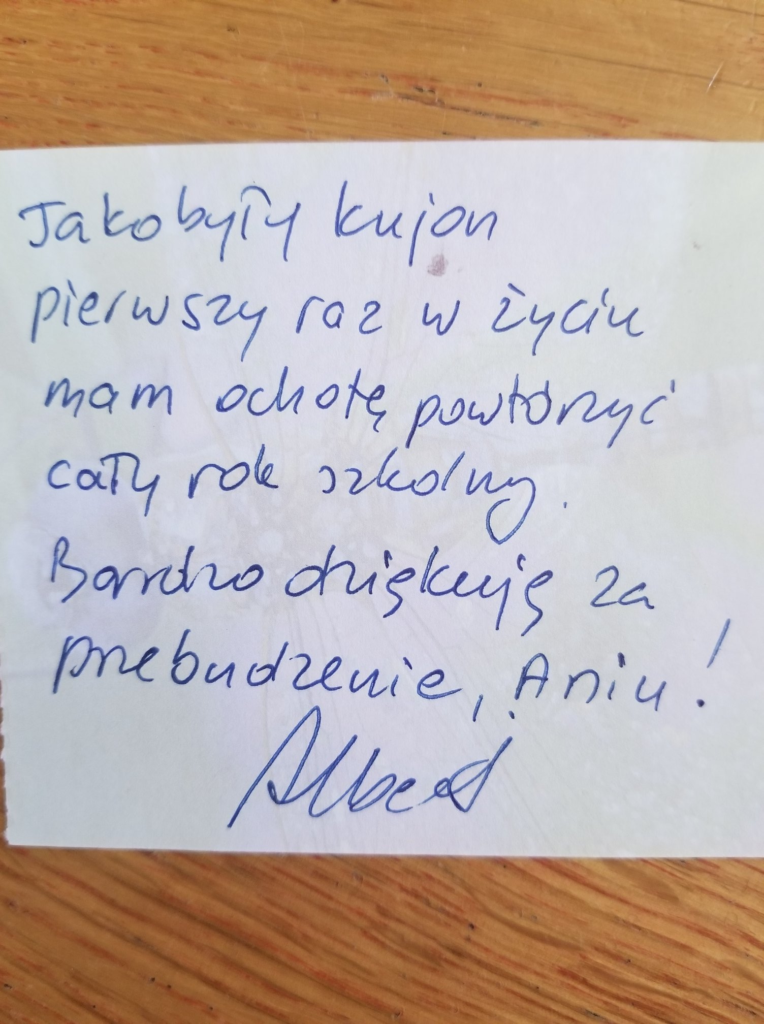Własnoręczny wpis: Albert