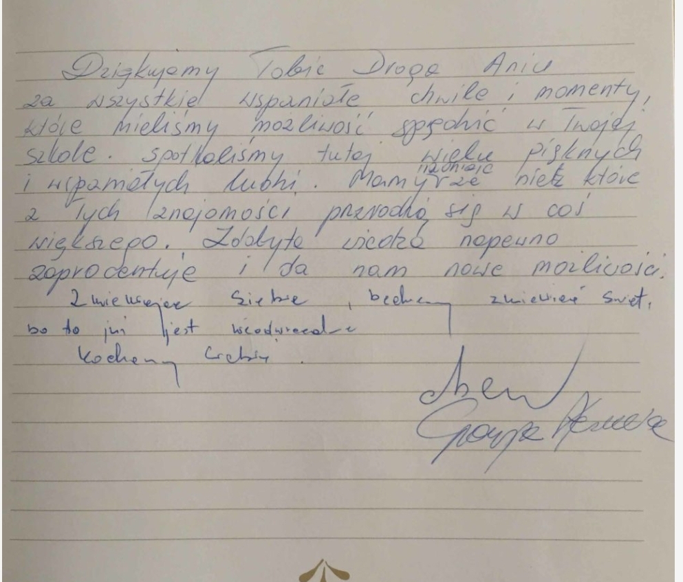 Własnoręczny wpis: Grupa kursowa