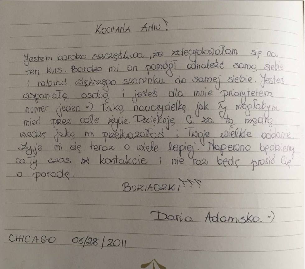 Własnoręczny wpis: Daria