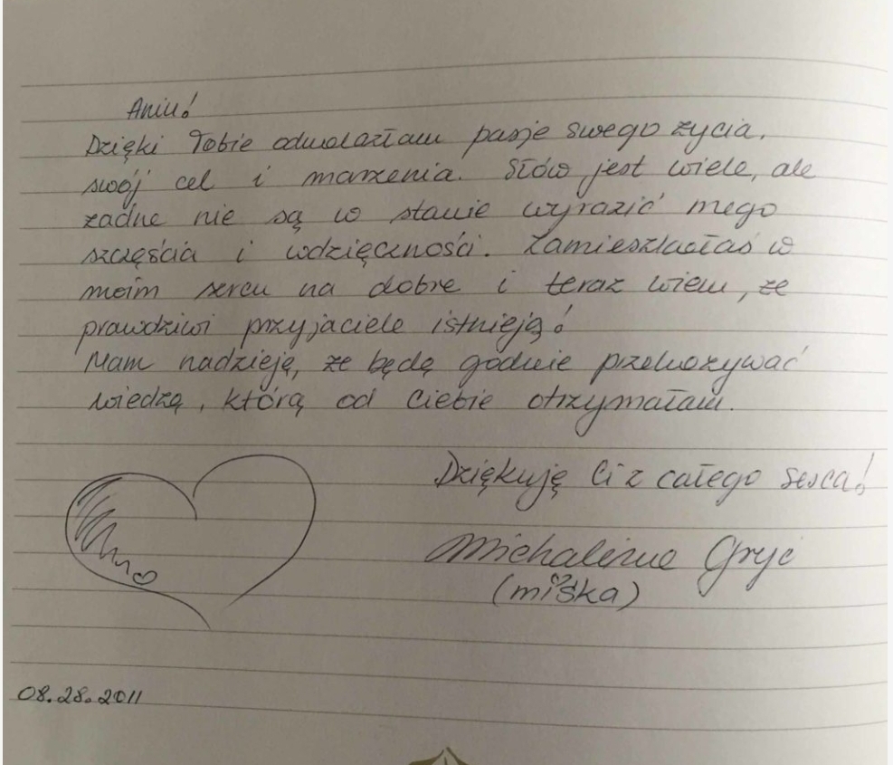 Własnoręczny wpis: Michalina