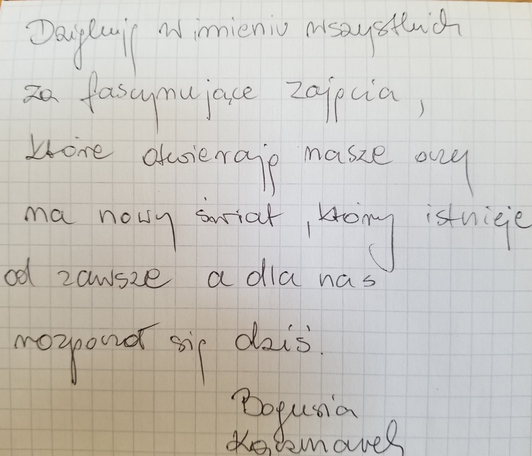 Własnoręczny wpis: Bogusia