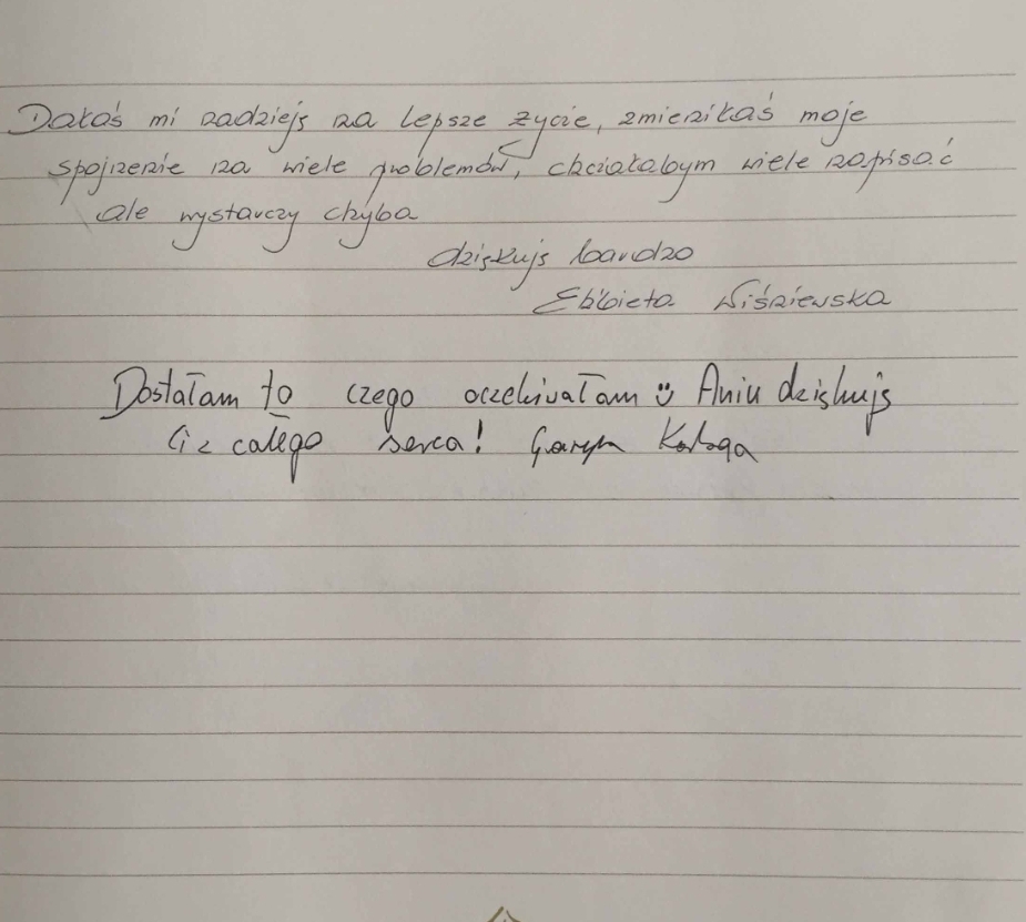 Własnoręczny wpis: Elżbieta i Grażyna