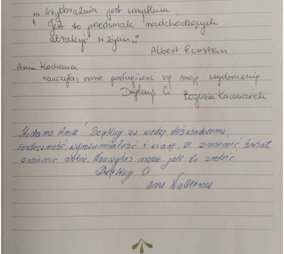 Własnoręczny wpis: Bogusia i Anna